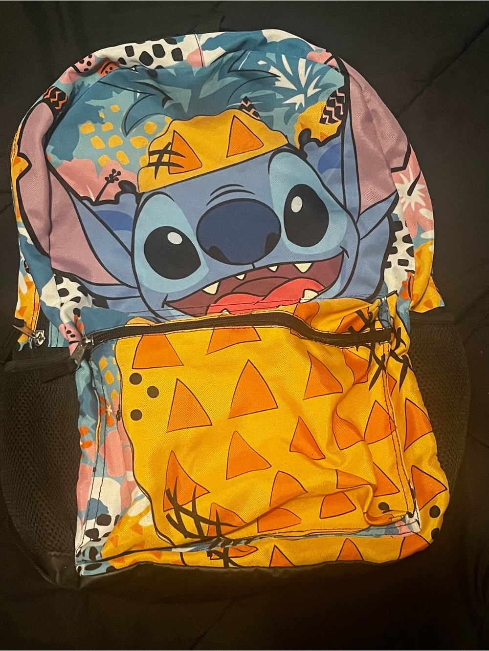 Disney Stitch Kids Backpack - Blue, Yellow & Pink